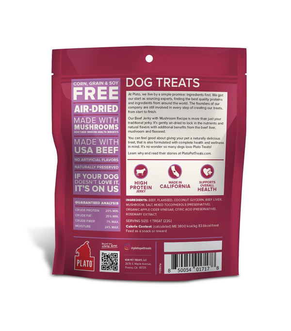 Plato Beef Jerky with Mushroom Dog Treats