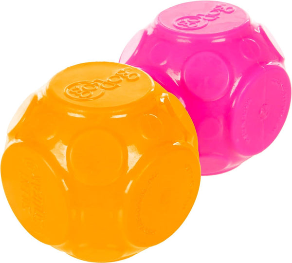 GoDog Silent Squeak Ball Dog Toy, Orange/Pink