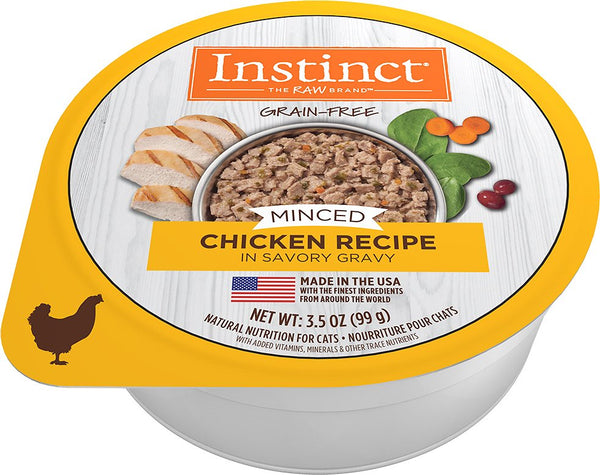 Instinct Croquettes Sans Céréales Recette Hachée au Vrai Poulet Pots de nourriture humide pour chat