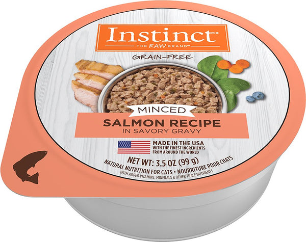 Instinct Recette sans céréales hachée au vrai saumon Pots de nourriture humide pour chats
