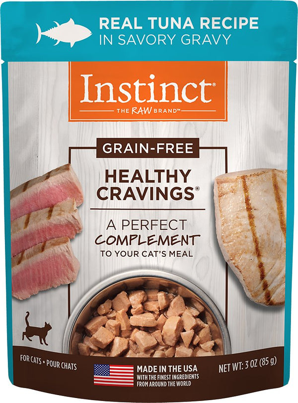 Instinct Healthy Cravings Grain-Free Real Tuna Recipe Wet Cat Food Topper Pouch, 3-oz