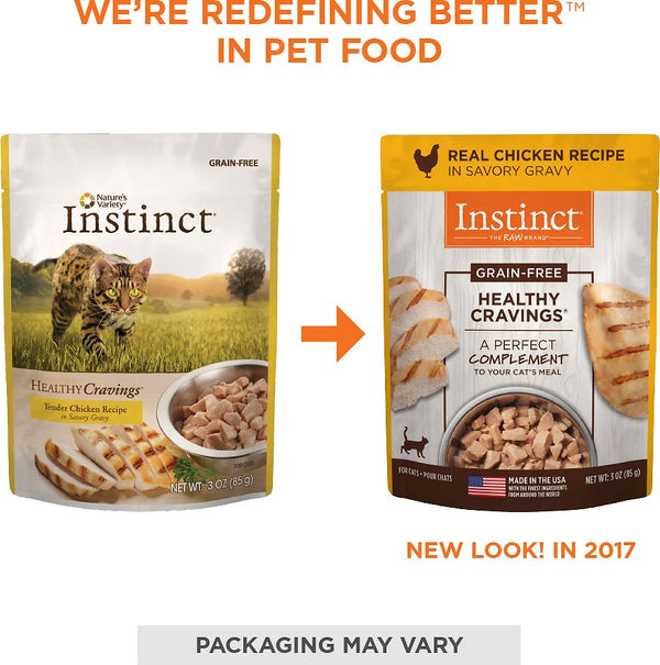 Instinct Healthy Cravings Grain-Free Real Chicken Recipe Wet Cat Food Topper Pouch, 3-oz