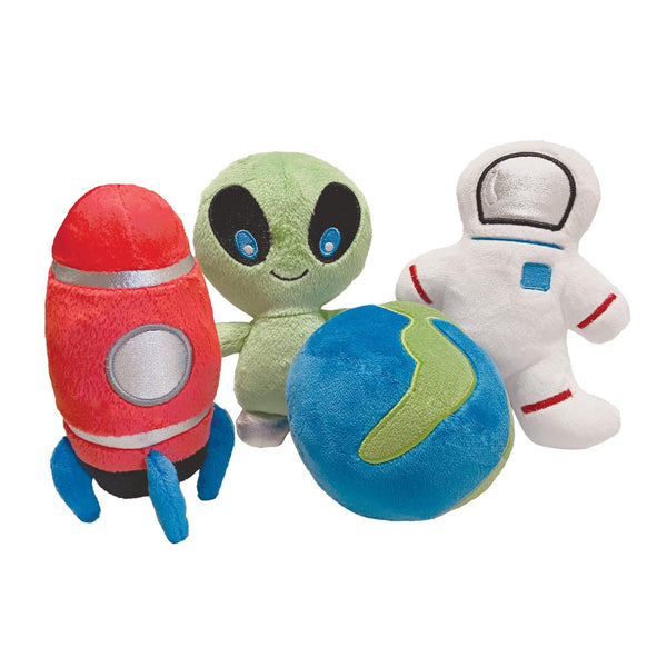 foufouBRANDS CLIPSTRIP Outer Space Plushies Dog Toy, Assorted