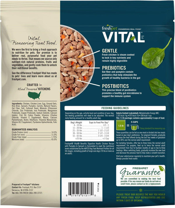 Freshpet Vital Benefits Digestive Health Chicken with Pumpkin & Spinach Dog Food
