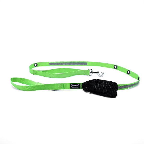 Smoochy Poochy Nylon Hands-Free Reflective Dog Leash, Apple