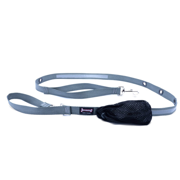 Smoochy Poochy Nylon Hands-Free Reflective Dog Leash, Charcoal