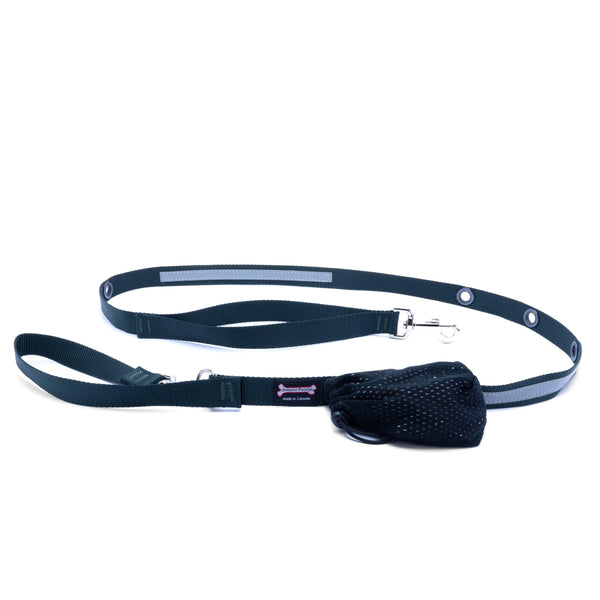 Smoochy Poochy Nylon Hands-Free Reflective Dog Leash, Jaguar