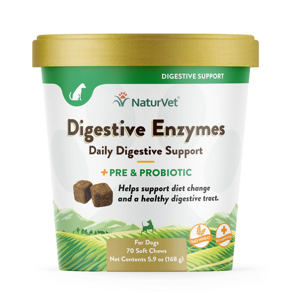 NaturVet Enzymes digestives plus probiotique Complément pour chiens en croquettes molles