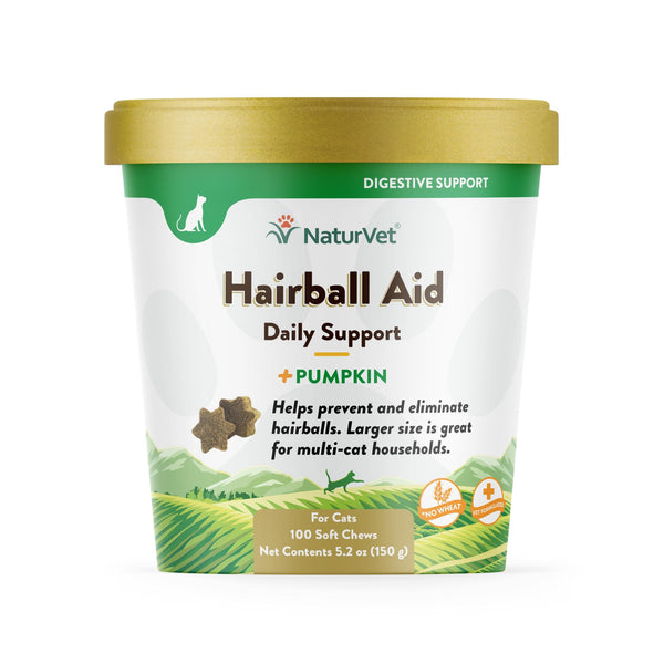 NaturVet Hairball Aid Plus Pumpkin Soft Chews Cat Supplement