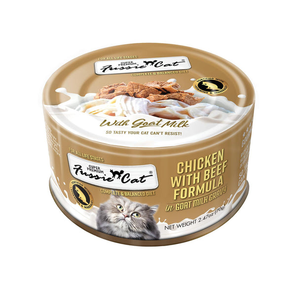 Fussie Cat Chicken with Beef Formula in Goat Milk Gravy Wet Cat Food Can