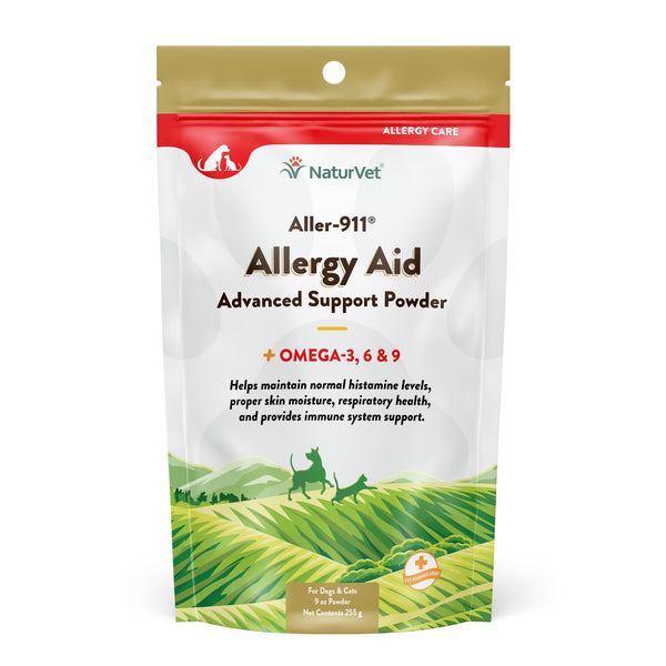 NaturVet Aller-911 Advanced Allergy Aid Plus Antioxidants Powder Dog & Cat Supplement, 9-oz
