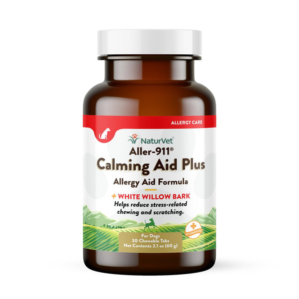 NaturVet Aller-911 Allergy Aid Calming Aid Plus Plus White Willow Bark Chewable Tabs Dog & Cat Supplement, 30-count