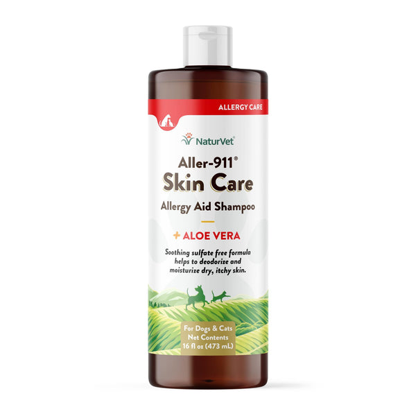 NaturVet Aller-911 Allergy Aid Skin Care Plus Aloe Vera Dog & Cat Shampoo, 16-oz