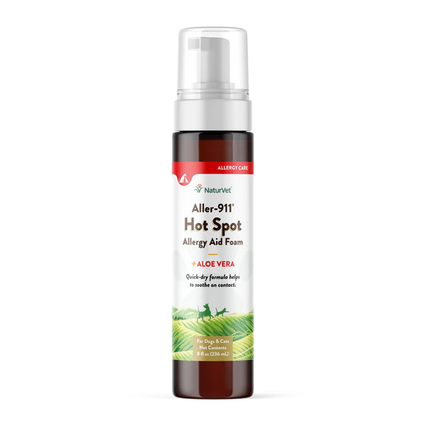NaturVet Aller-911 Allergy Aid Hot Spot Plus Aloe Vera Foam for Dogs & Cats, 8-oz