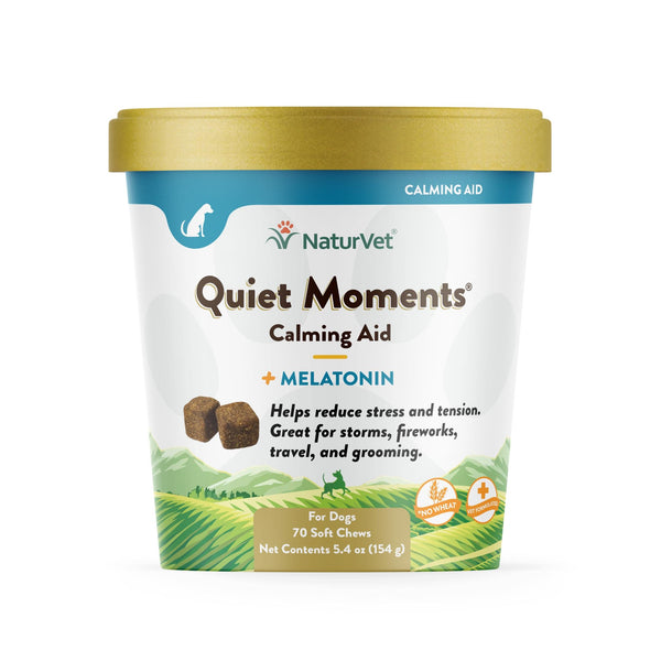 NaturVet Quiet Moments Calming Aid Plus Melatonin Soft Chews Dog Supplement