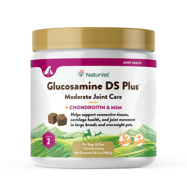 NaturVet Moderate Care Glucosamine DS Plus Level 2 Soft Chews Dog Supplement, 120-count