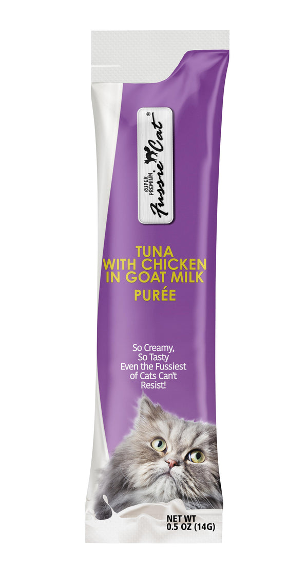 Fussie Cat Super Premium Tuna with Chicken in Goat Milk Puree Cat Treats