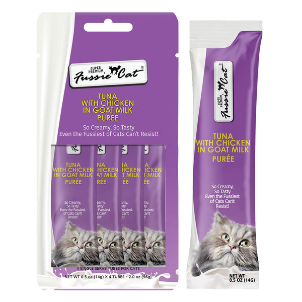 Fussie Cat Super Premium Tuna with Chicken in Goat Milk Puree Cat Treats