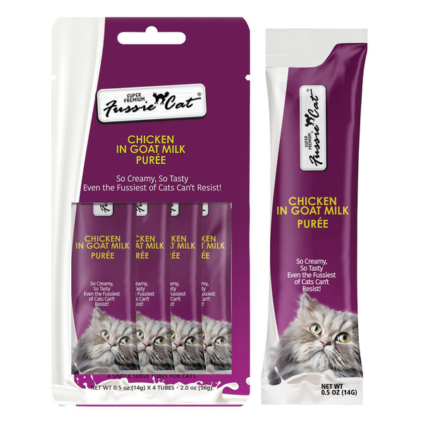 Fussie Cat Super Premium Chicken in Goat Milk Puree Cat Treats