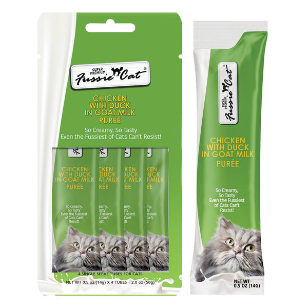 Fussie Cat Super Premium Chicken with Duck in Goat Milk Puree Cat Treats
