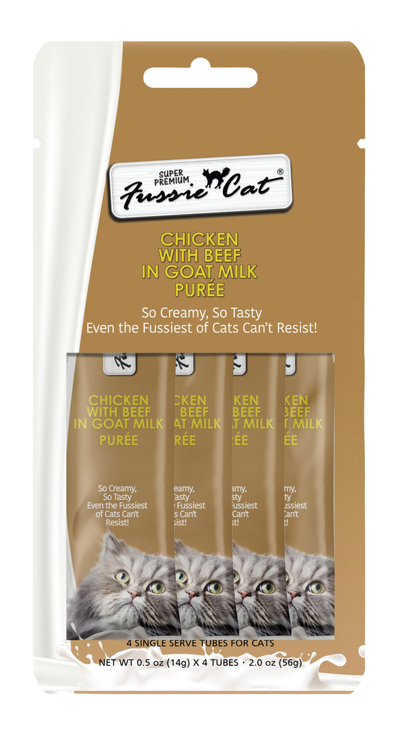 Fussie Cat Super Premium Chicken with Beef in Goat Milk Puree Cat Treats
