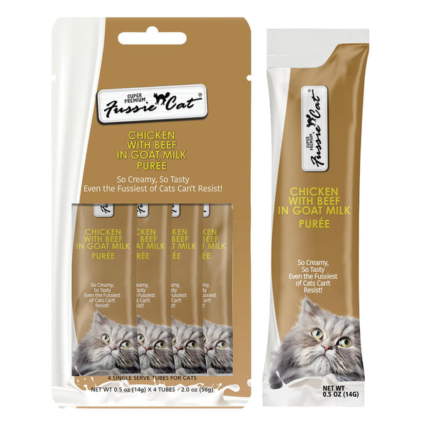 Fussie Cat Super Premium Chicken with Beef in Goat Milk Puree Cat Treats