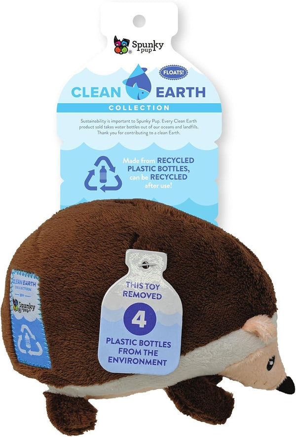 Spunky Pup Clean Earth Hedgehog Plush Dog Toy