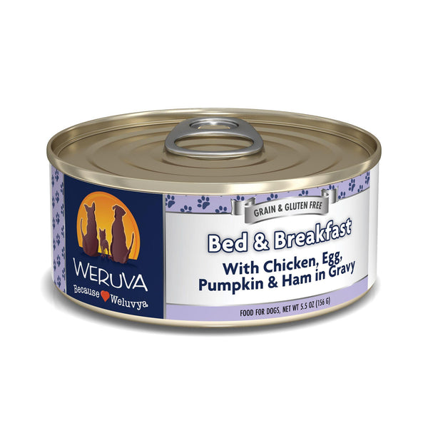 Weruva Classic Dog Bed & Breakfast with Chicken, Egg, Pumpkin & Ham in Gravy Wet Dog Food Can