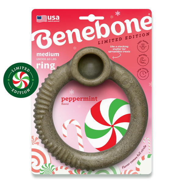 Benebone Limited Edition Peppermint Flavored Ring Chew Dog Toy