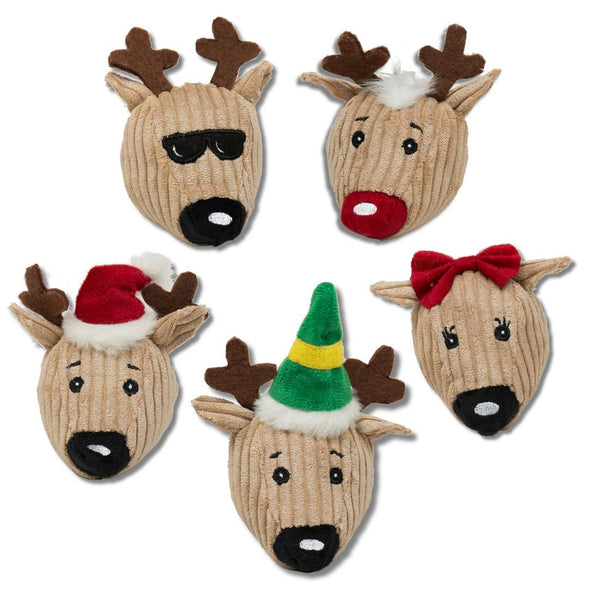HuggleHounds Santa's Reindeer Wee Huggles Balls Dog Toy, Assorted
