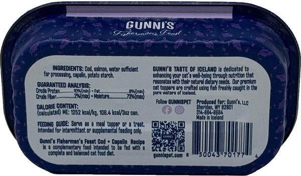 Gunni's Fisherman's Feast Garniture alimentaire pour chat à la morue et capelan