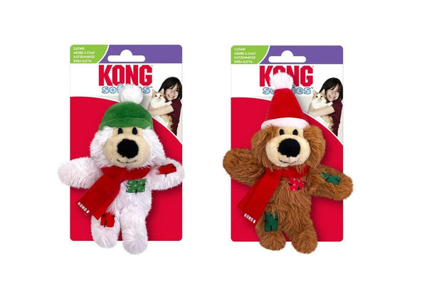 KONG Holiday Softies Bear Cat Toy, Assorted