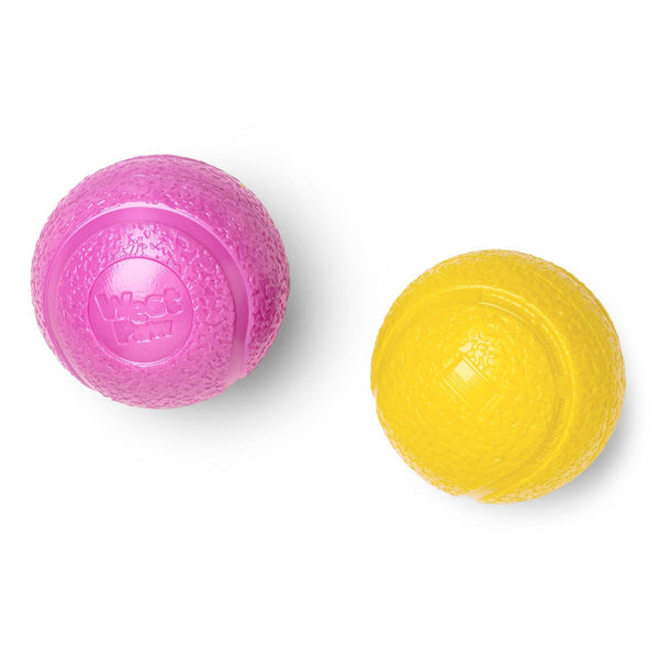 West Paw BOUNDR Ball Dog Toy, Dandelion/Hot Pink, Small
