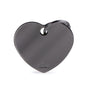 MyFamily Basic Chrome Heart Brass Pet ID Tag, Black