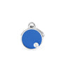 MyFamily Médaille d'identification pour animal faite main forme cercle, bleue