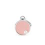 MyFamily Médaille d'identification pour animal faite main forme cercle, rose