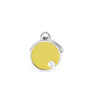 MyFamily Médaille d'identification pour animal faite main forme cercle, jaune