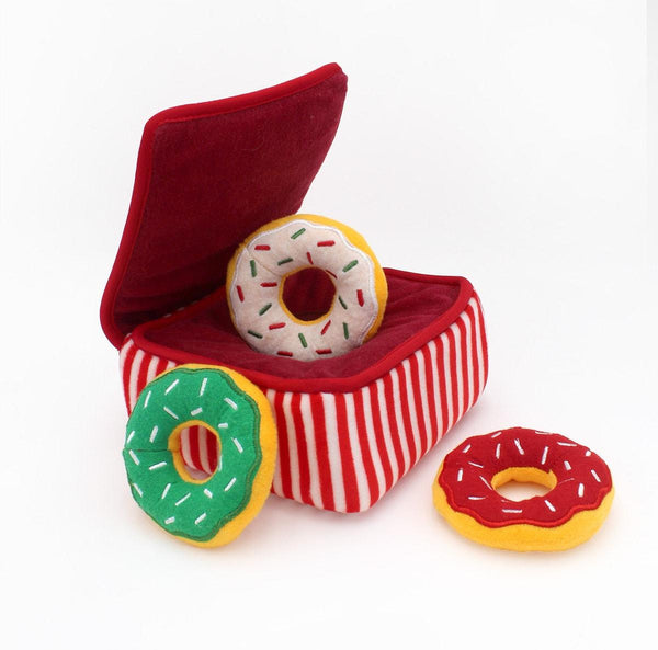 ZippyPaws Holiday Burrow Donutz Box Dog Toy