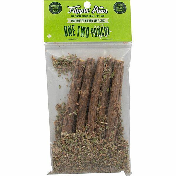 Trippin' Paws One Two Punch! Marinated Silver Vine Stix Cat Catnip