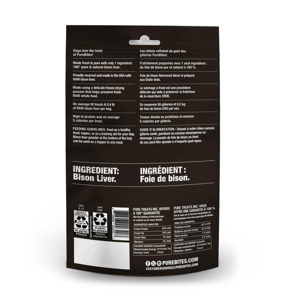 PureBites Wild Bison Liver Freeze-Dried Dog Treats