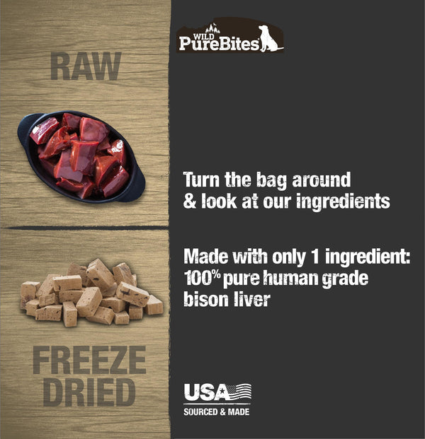 PureBites Wild Bison Liver Freeze-Dried Dog Treats