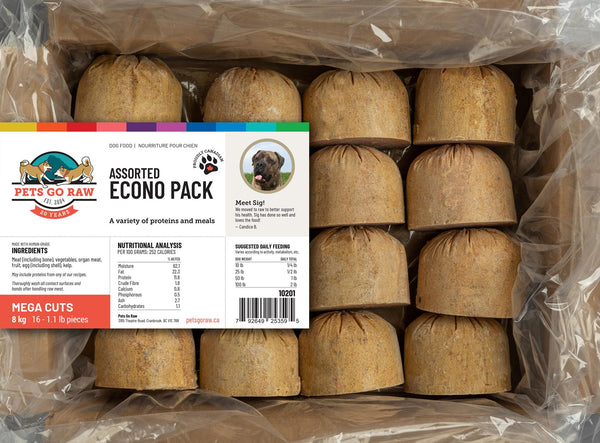 Pets Go Raw Galettes surgelées Assortiment Econo Mega Cuts pour chiens