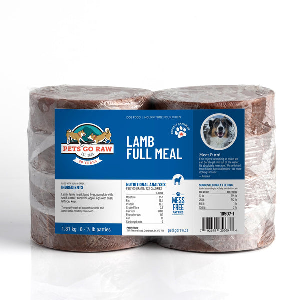 Pets Go Raw Galettes surgelées Lamb Full Meal pour chiens