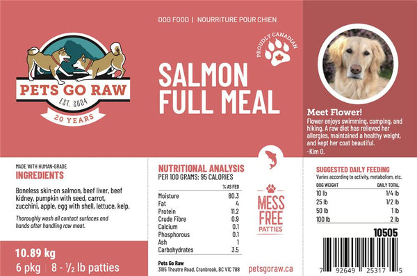 Pets Go Raw Salmon Full Meal Patties Frozen Dog Food