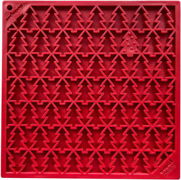 SodaPup eMat Peace Tree Design Enrichment Lick Mat Dog Slow Feeder, Red