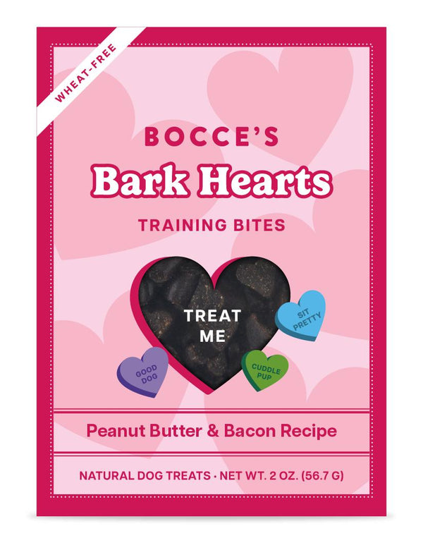 Bocce's Bakery Bark Hearts Peanut Butter & Bacon Training Bites Dog Treats