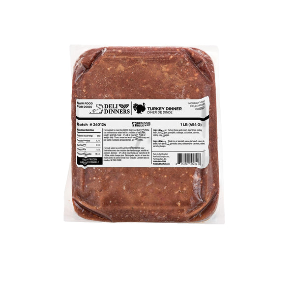 Red Dog Blue Kat Deli Dinners Turkey Frozen Dog Food