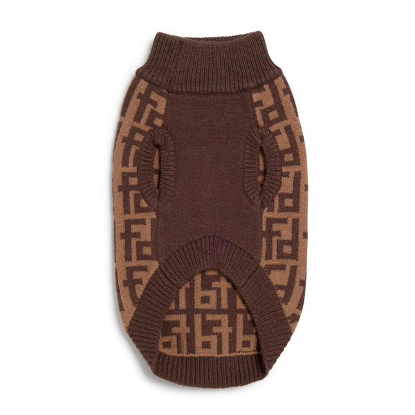 fabdog Monogram Dog Sweater, Brown