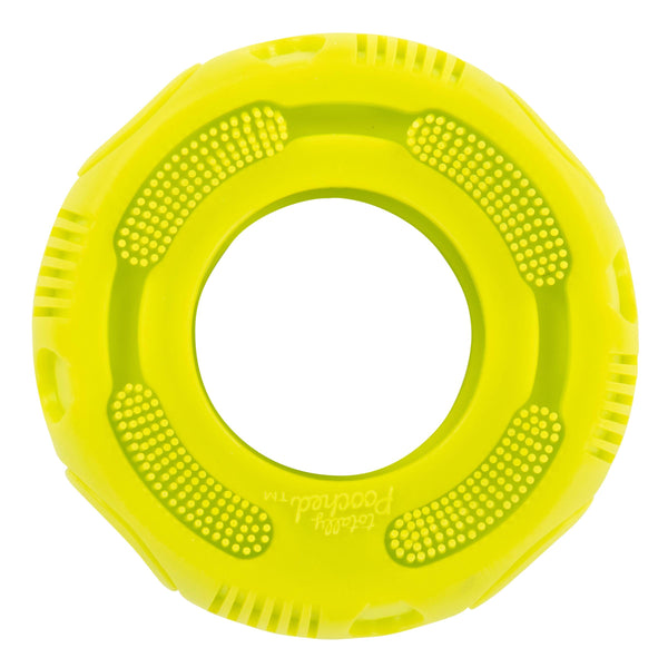 Messy Mutts Totally Pooched Stuff'n Brush Tire Dog Toy, Green