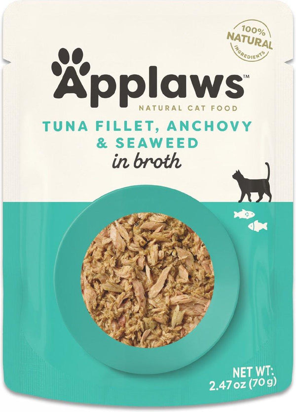 Applaws Tuna Fillet, Anchovy & Seaweed in Broth Wet Cat Food Pouch